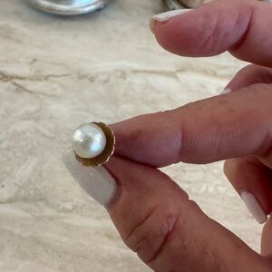 Elegant Gold and Pearl Drop Tie Clip- missing backing